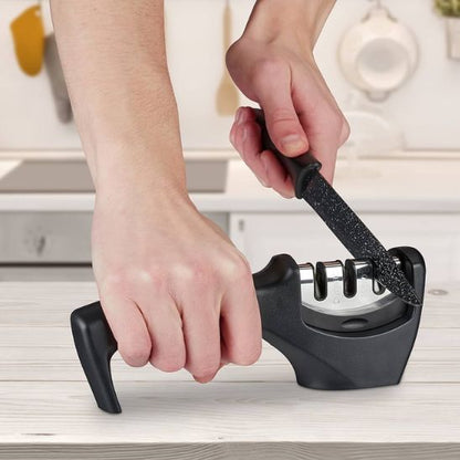 Aiguiseur couteau 3-en-1 avec fente céramique pour finition
