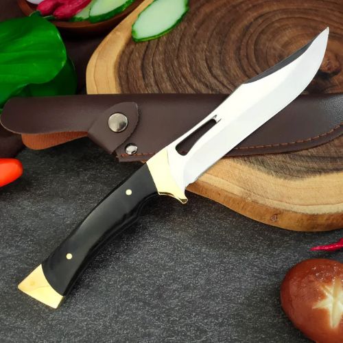 Couteau de cuisine multifonctionnel en acier inoxydable avec lame forgée à la main et manche en bois de wengé
