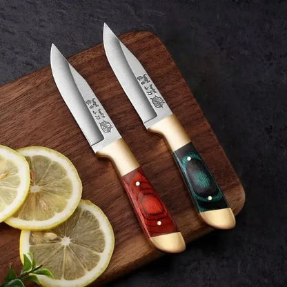 Couteau de cuisine duo manche rouge et vert - choix de couleurs pour outil portable
