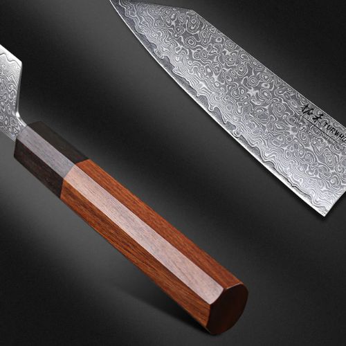 Couteau japonais TURWHO lame acier Damas tranchante
