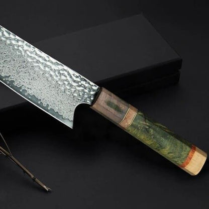 Couteau japonais chef manche coloré ergonomique
