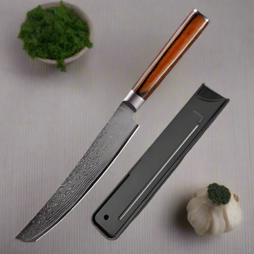 Couteau japonais damas Damascus motif unique artisanal