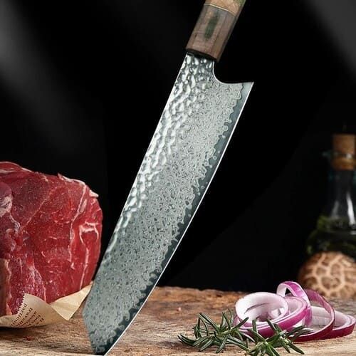 Couteau japonais chef acier martelé beauté
