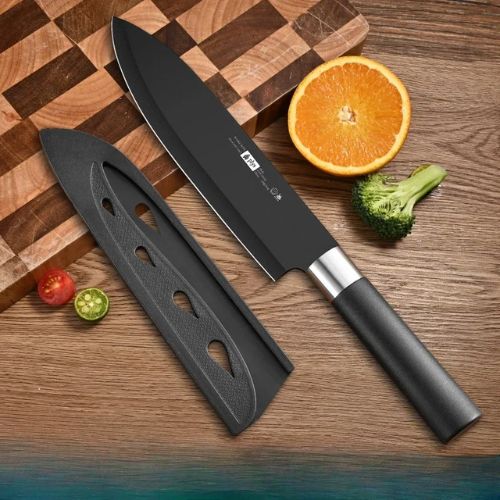 Couteau pour cuisine grand avec étui - lame longue style japonais grain martelé
