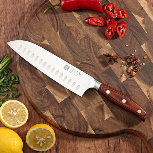 Couteau pour cuisine XINZUO sur planche - lame 18.2cm acier inoxydable ultra-affûtée


