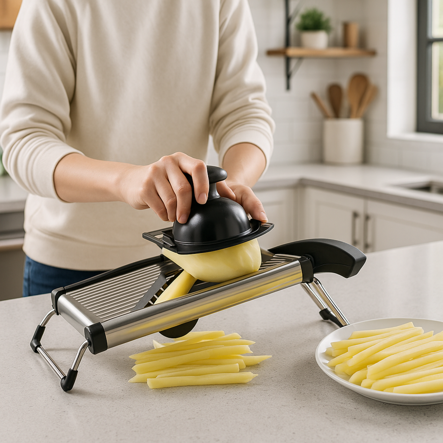 Mandoline cuisine avec son protège-main