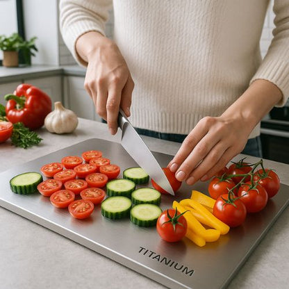 Planche a decouper titane épaisse surface coupante
