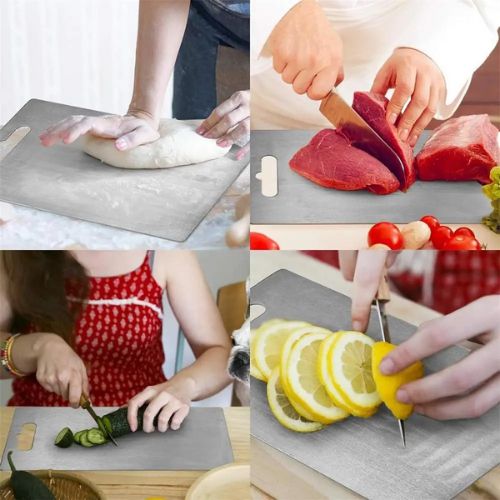 Planche a decouper titane portable variétés aliments
