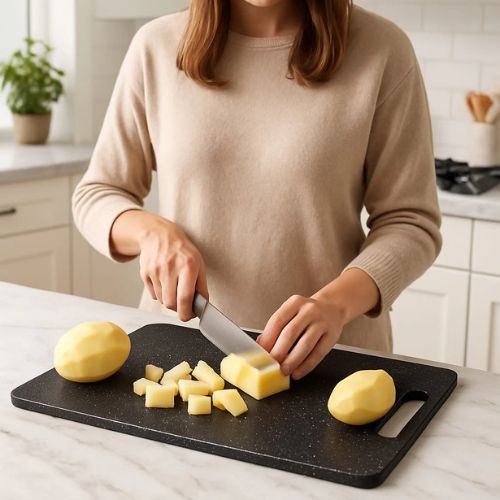Planche a decouper plastique marbre pour patates
