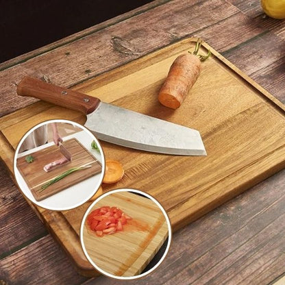 Planche a decouper bois rainure anti-jus efficace
